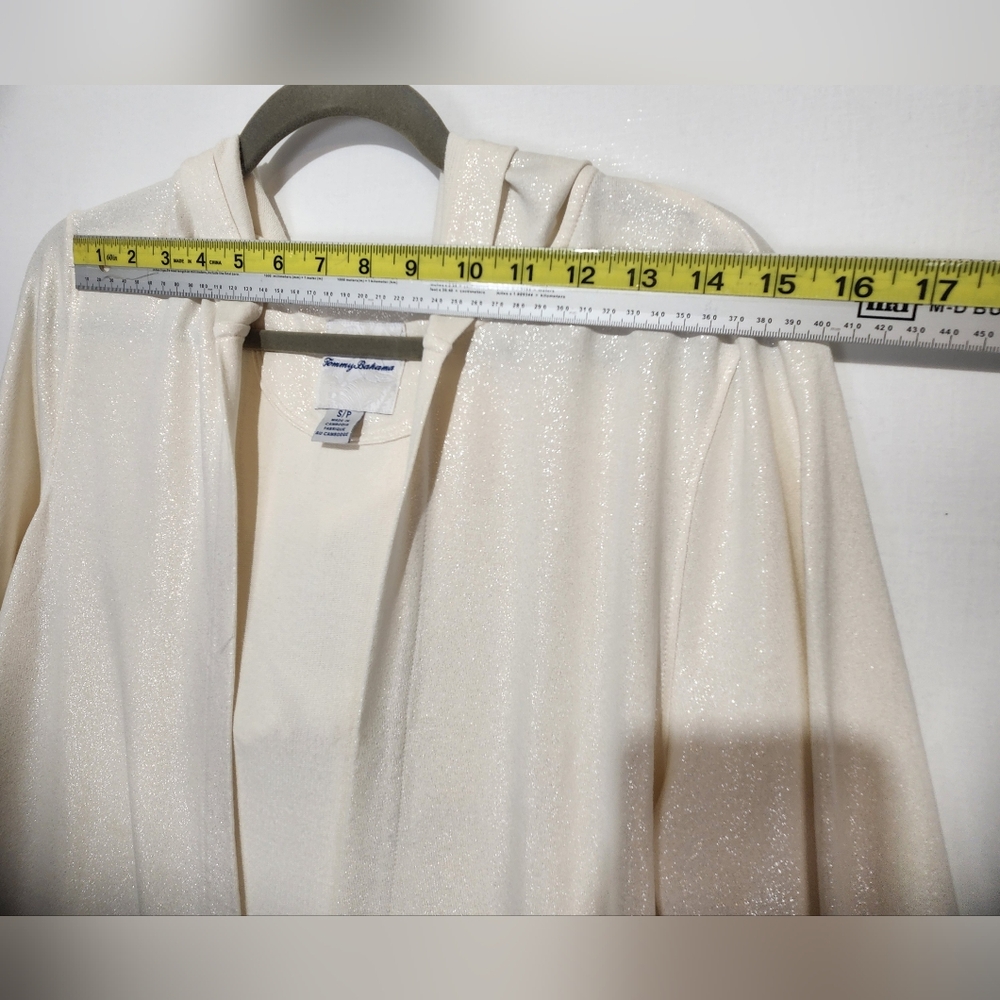 Tommy Bahama Women's Cream Open-Front Shimmery Cardigan Size S/P - Picture 5 of 9